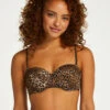 Vorgeformtes Trägerloses Push-Up Bikini-Oberteil Leopard